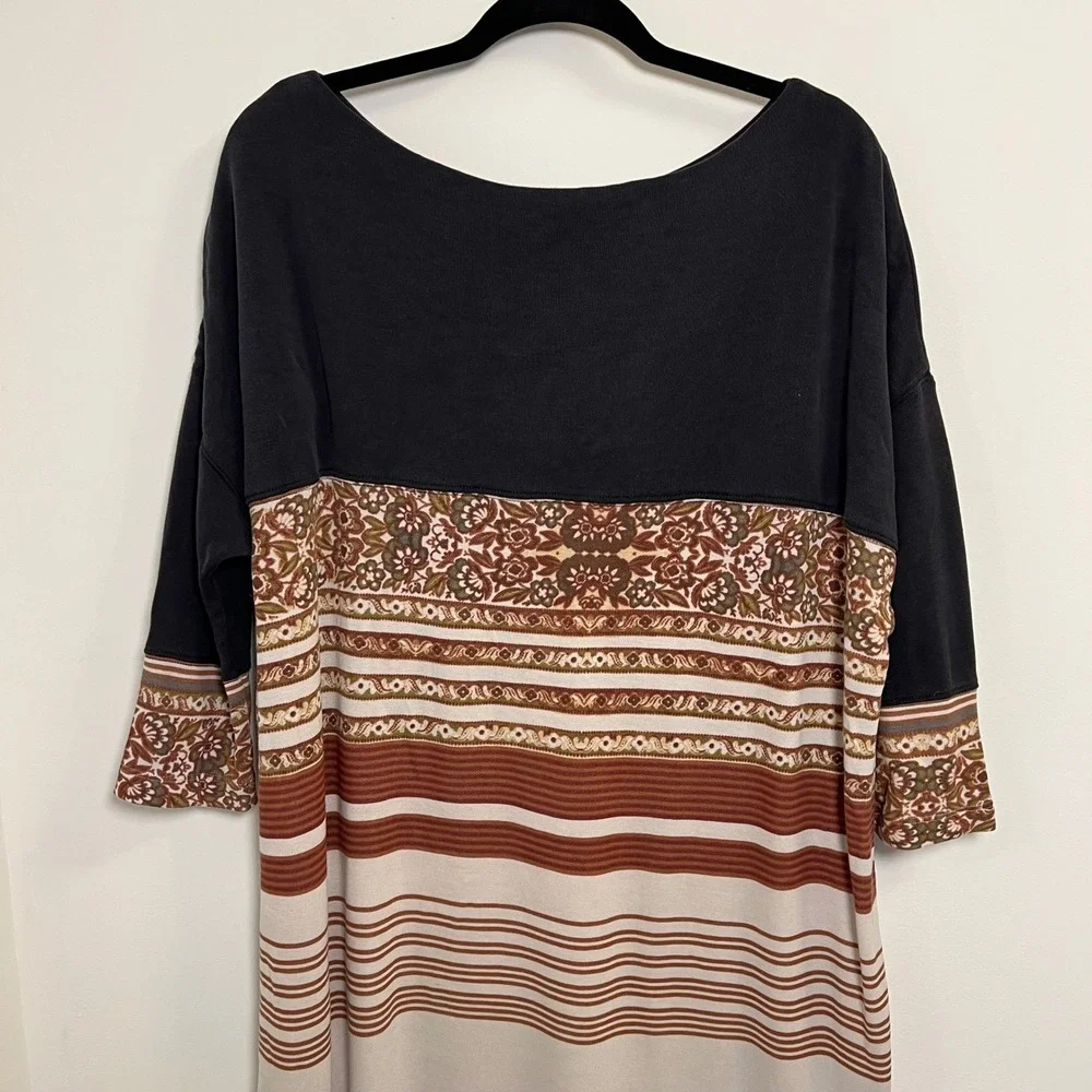 Free People Womens Tunic Dress Boho Bohemian Stripes Print‎ Block Size Medium